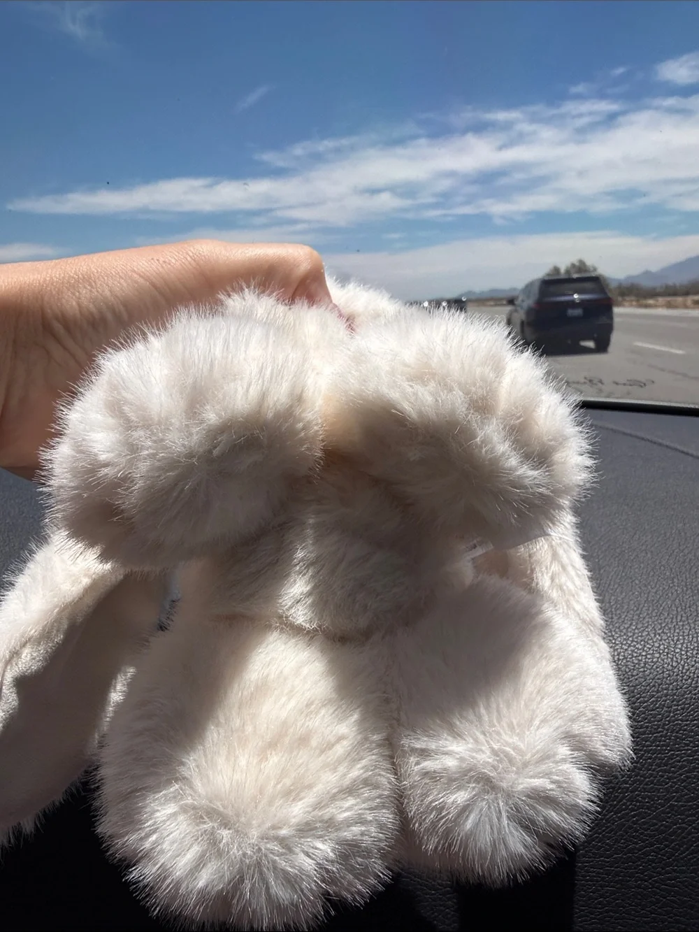 Plush Small Pet Bunny Toy - Cream Faux Fur